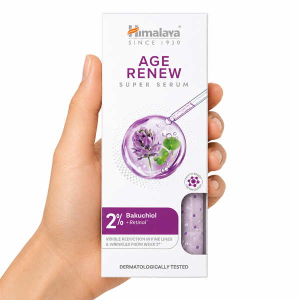 Himalaya Age Renew Super Serum 30 ml con 2% Bakuchiol y Retinal, sérum facial antiedad para reducir arrugas, mejorar la firmeza y aportar luminosidad a la piel.