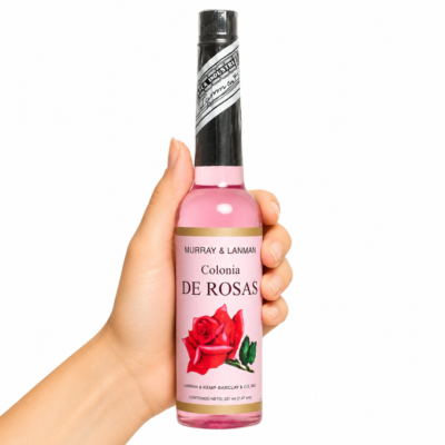 Colonia de Rosas Murray & Lanman 221 ml sobre fondo blanco, fragancia floral tradicional utilizada para bienestar, aromaterapia y limpieza energética.