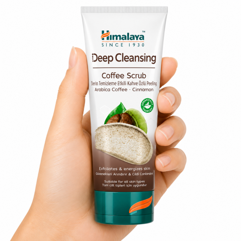 Exfoliante Facial Himalaya Deep Cleansing Coffee Scrub con café Arábica y canela para limpiar profundamente, exfoliar y revitalizar la piel.