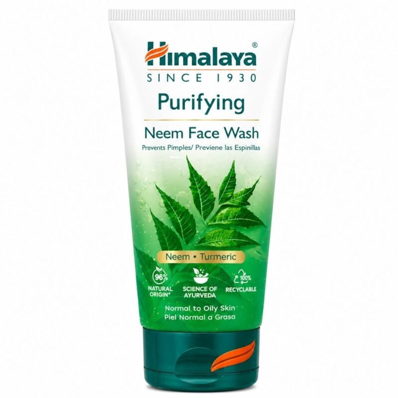 Limpiador Facial de Neem Himalaya Purifying Neem Face Wash con Neem y Cúrcuma sobre fondo blanco.