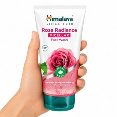 Limpiador Facial Rosa Micelar Himalaya Rose Radiance con Rosa Orgánica sobre fondo blanco.