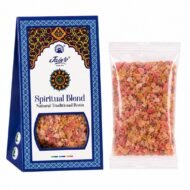 Spiritual Blend Resin de Jain’s con caja y mezcla de resinas aromáticas tradicionales sobre fondo blanco