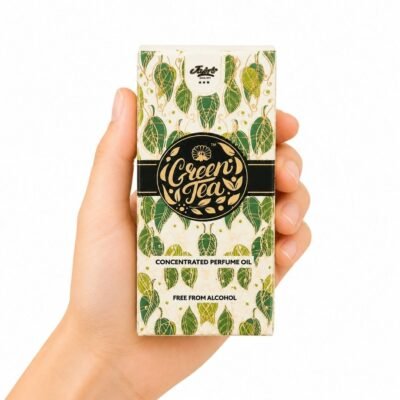 Green Tea Attar Jain’s 8 ml con caja y frasco roll-on, perfume concentrado de té verde sin alcohol.