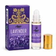 Lavender Attar Jain’s 8 ml con caja y frasco roll-on, perfume concentrado de lavanda sin alcohol.