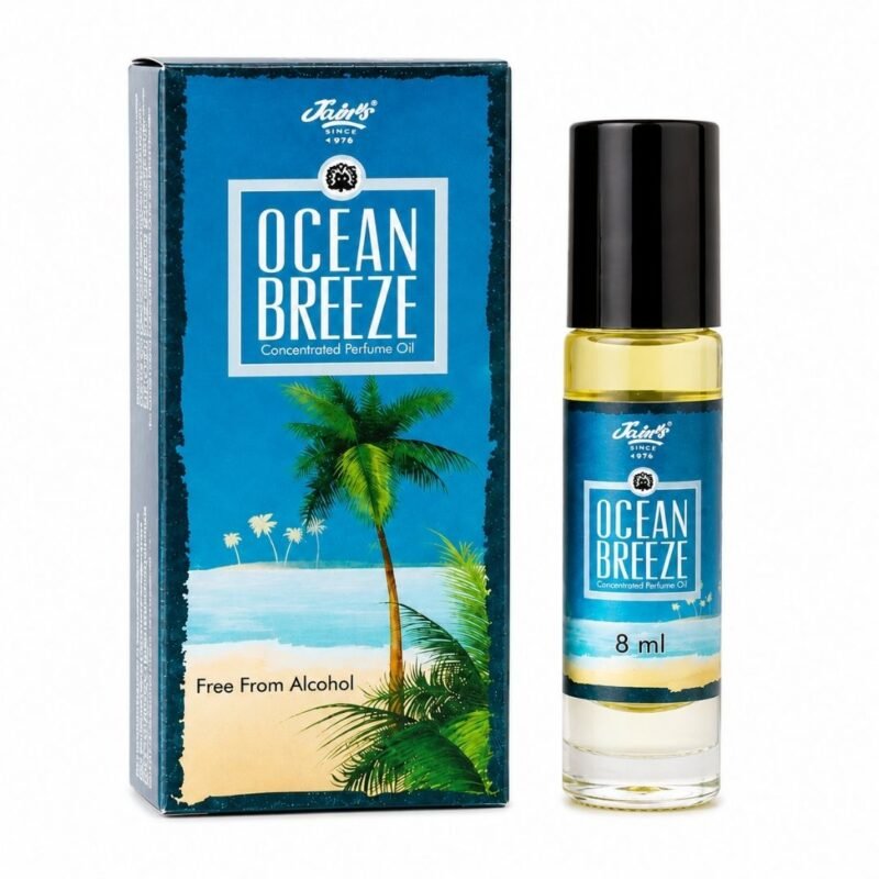 Ocean Breeze Attar Jain’s 8 ml con caja y frasco, perfume concentrado de aroma fresco y acuático sin alcohol
