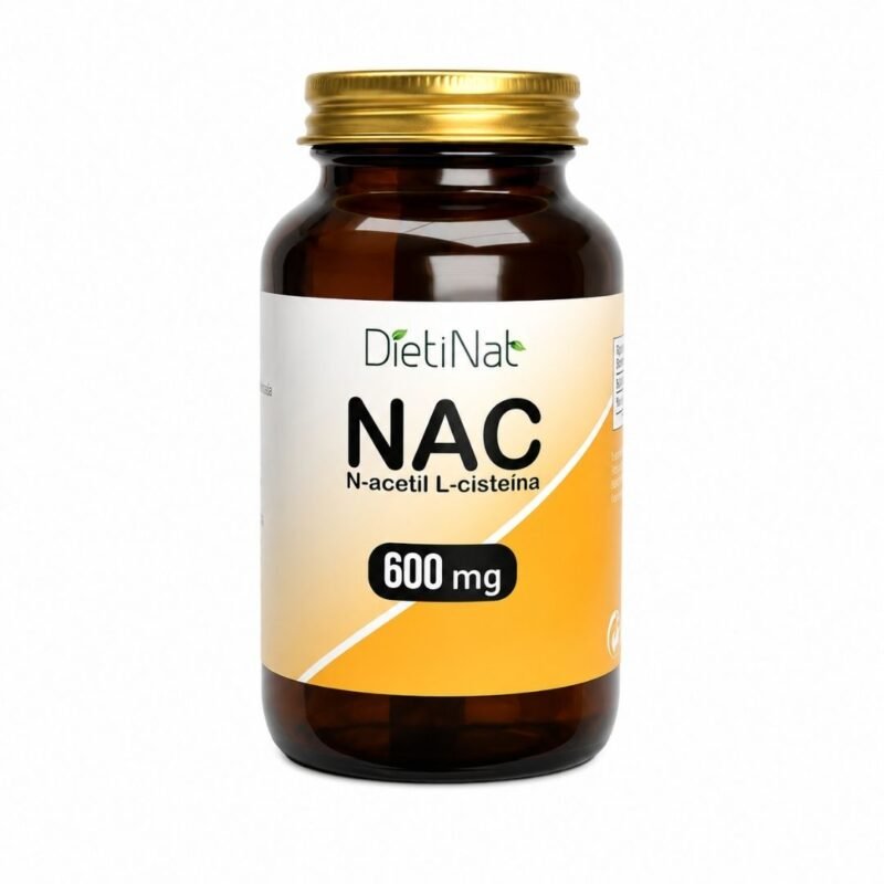 NAC 600 mg N-acetil L-cisteína de DietiNat sobre fondo blanco