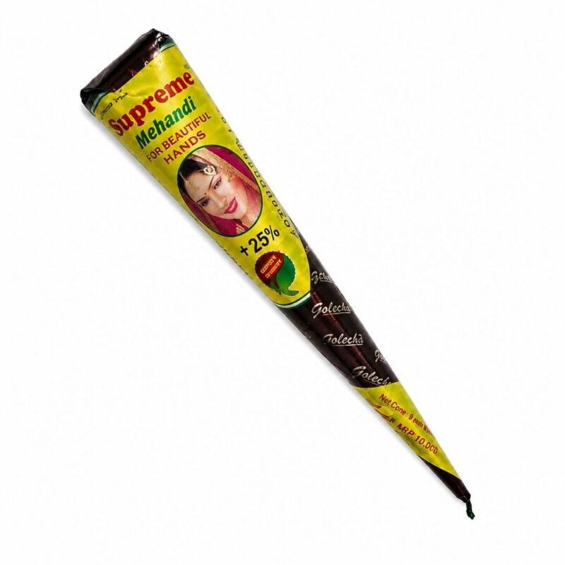 Cono de Henna Mehndi para diseños corporales y decoración temporal sobre fondo blanco